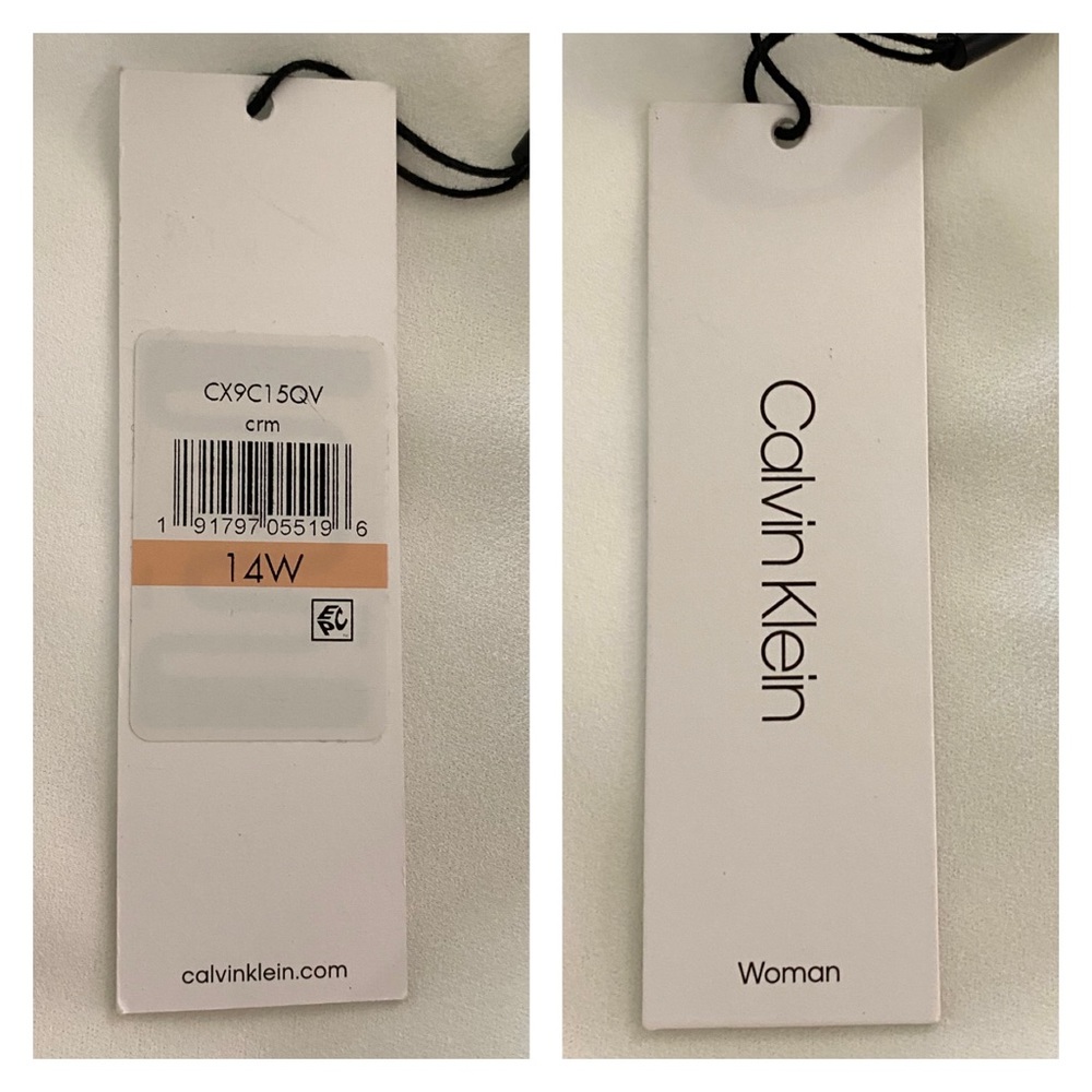 Calvin Klein Short Sleeve Ivory Illusion Dress - Picture 12 of 12